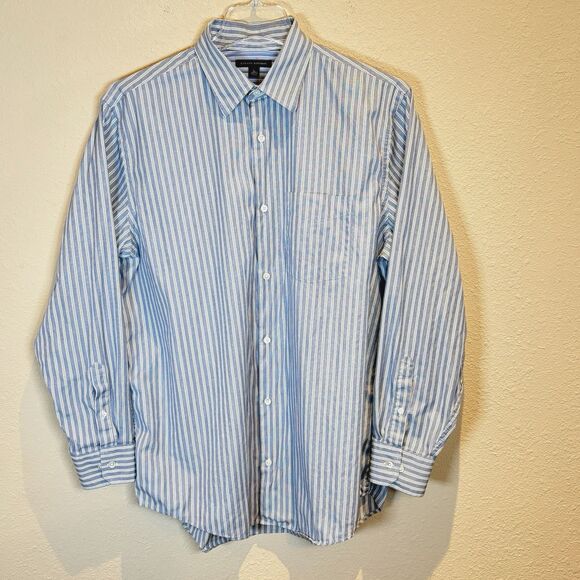 Banana Republic Shirt Mens L‎ Blue Striped 100% Cotton Long Sleeve Button Up - Picture 2 of 9
